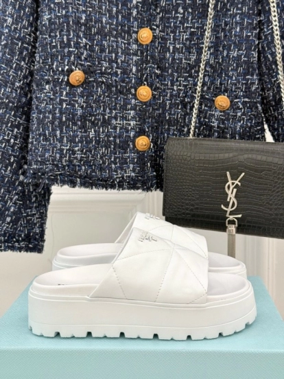 2025 Slippers Prada White Leather Slippers