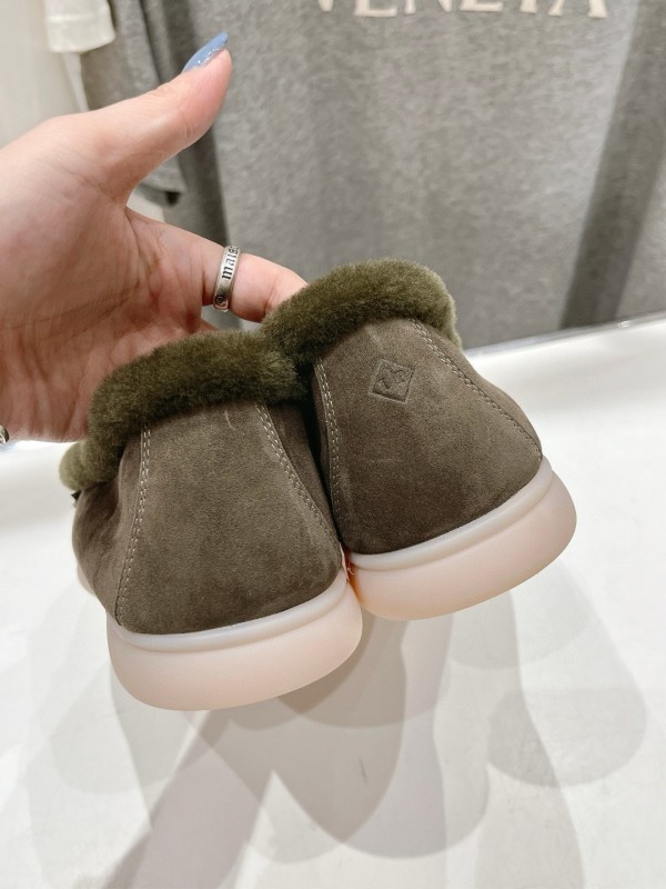 2024 Women LP Brown Suede Loafers With Wool Lining MJ00300