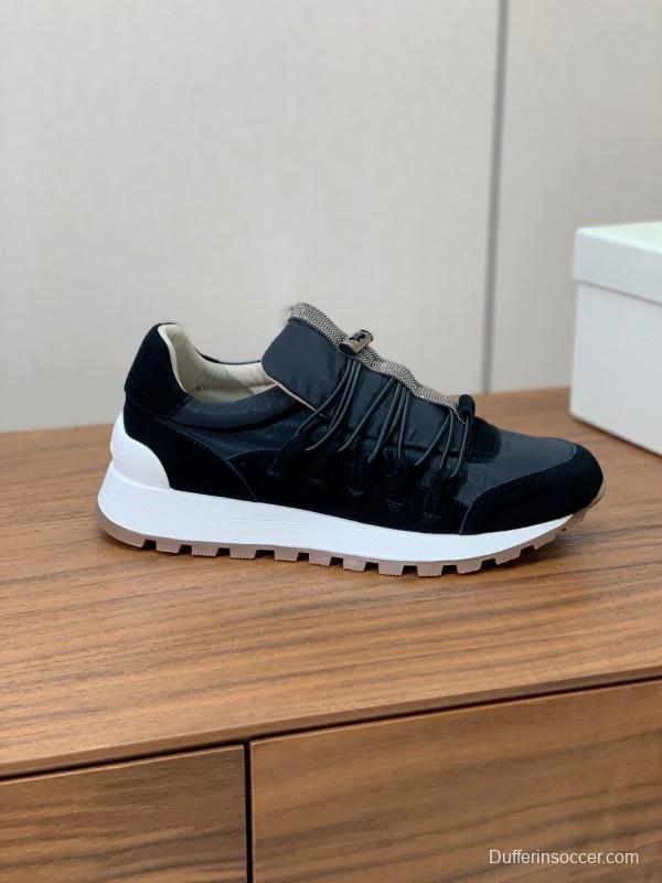 2025 Unisex Brunello Cucinelli Black Suede Leather Sneakers LY