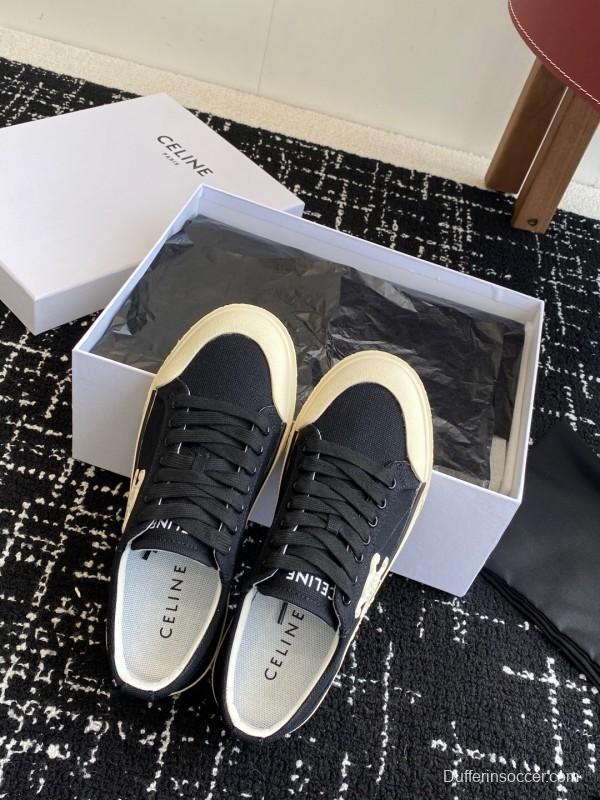 2025 Women Celine Black Canvas Sneakers CR-03