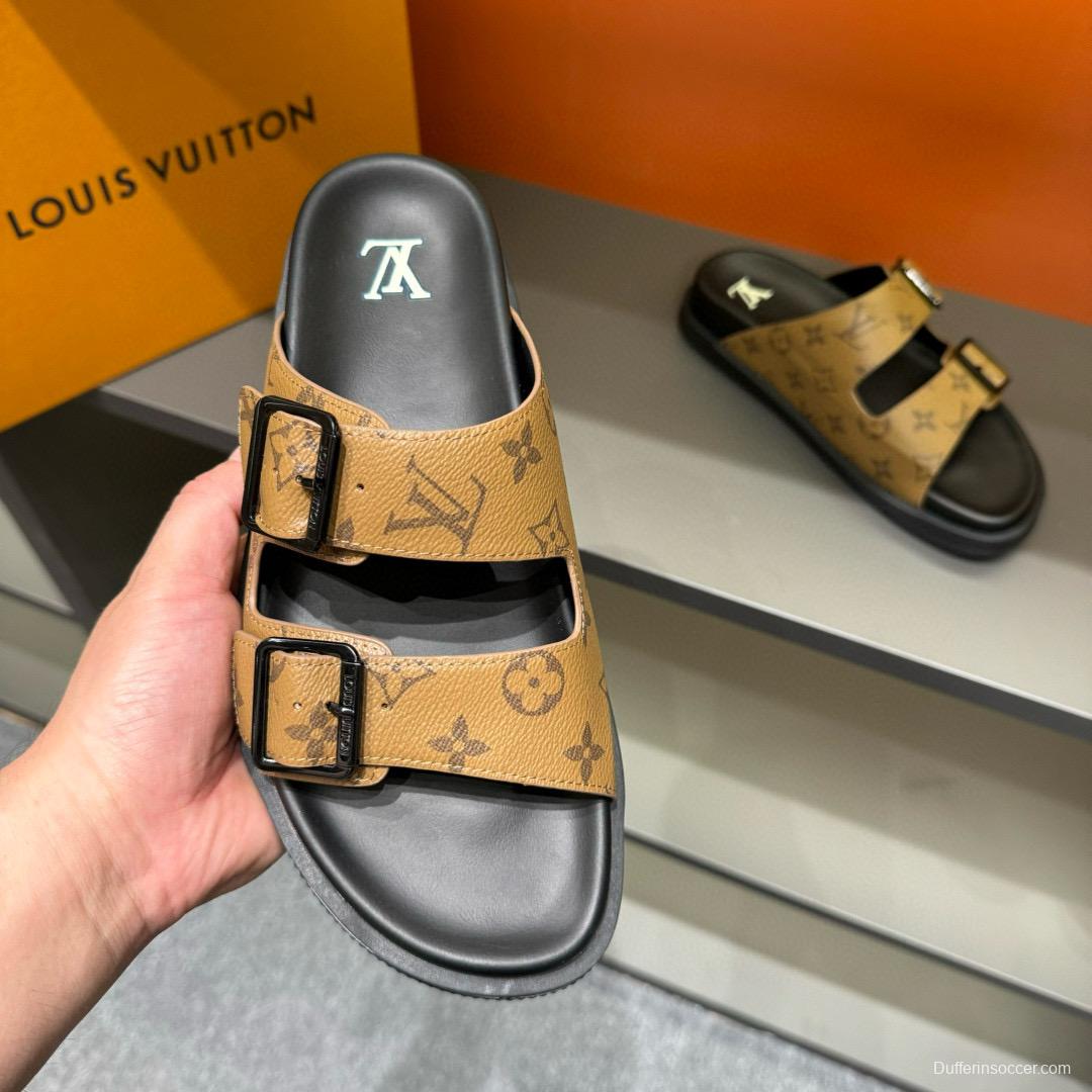 2024 Slippers Louis Vuitton brown leather Slippers