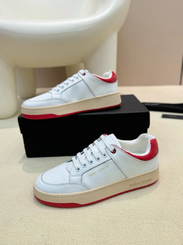2024 Unisex Yves Saint Laurent White Red Leather Casual SL61 MJ00350