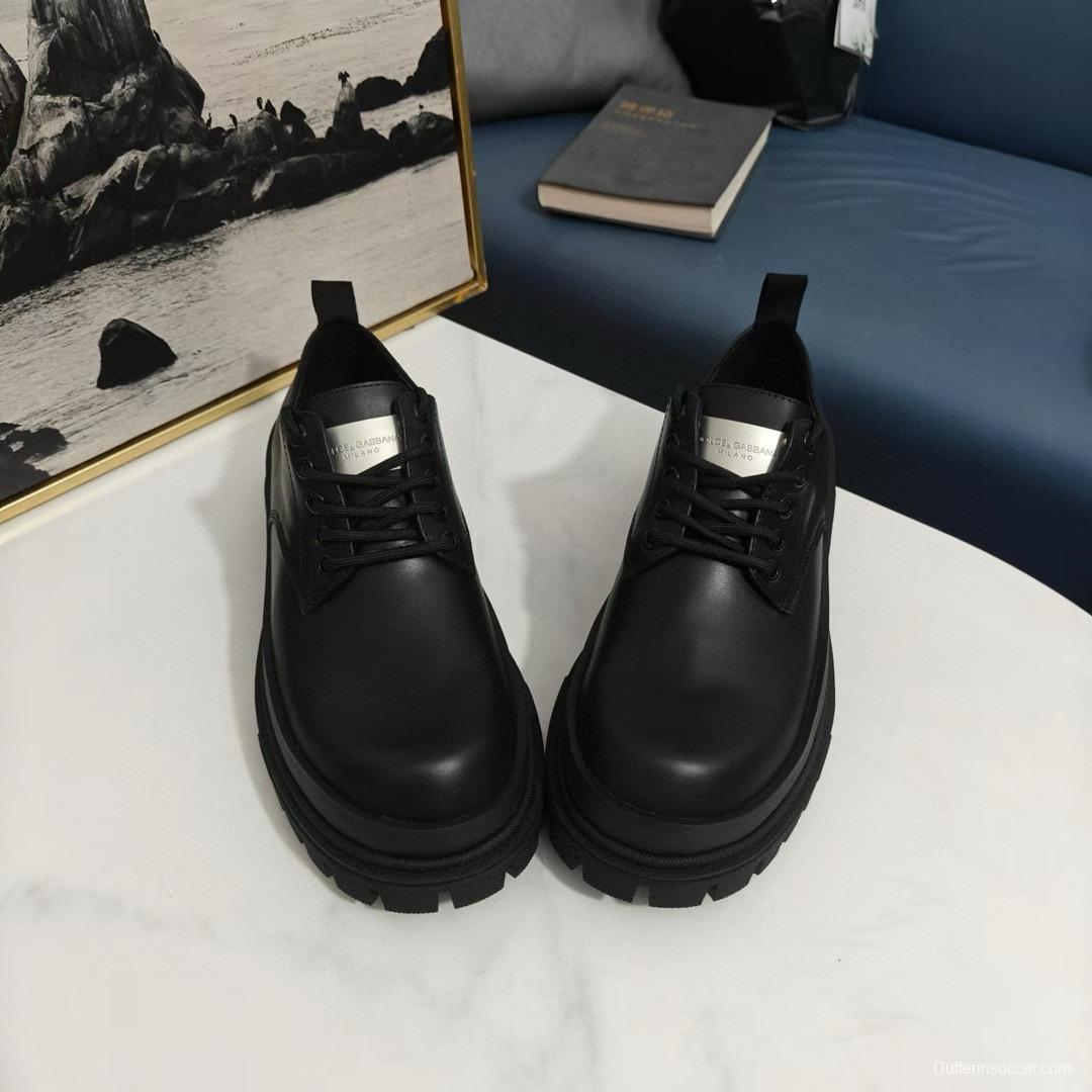 2024 Men Dolce & Gabbana Black Leather Derby MJ00310