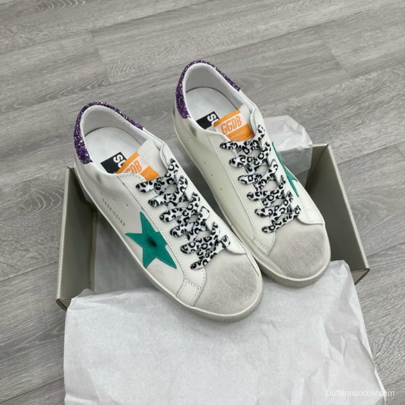 2025 Women GGDB White Green Suede Leather Sneakers
