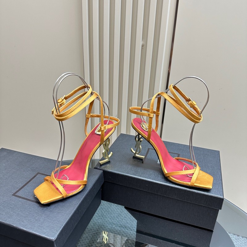 2025 Women Yves Saint Laurent Yellow Leather Sandals