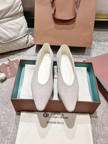 2025 Women LP Beige Suede Ballet Flats LY00320