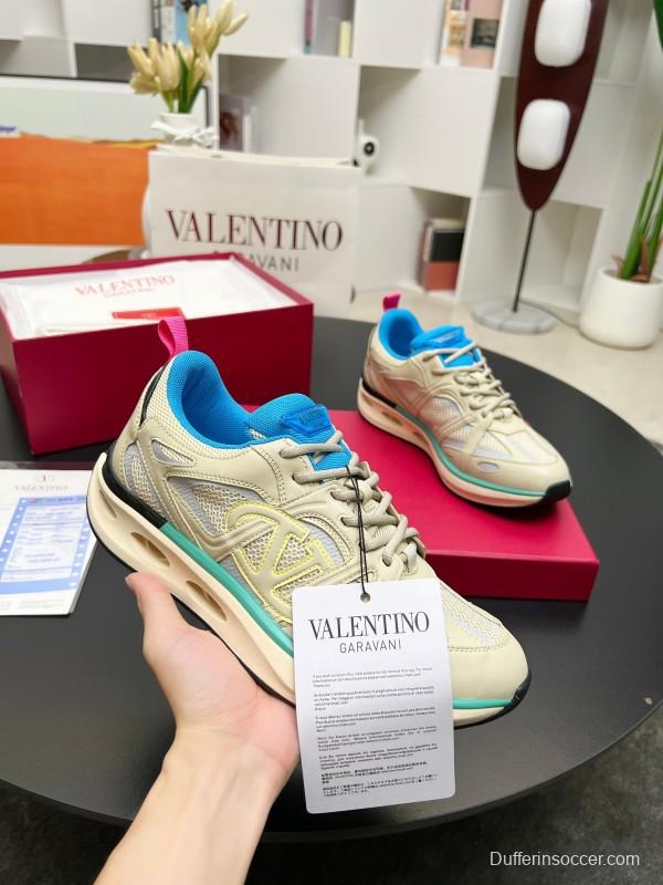 2024 Unisex Valentino Blue Beige Mesh TPU Sneakers Vlogo LY00410