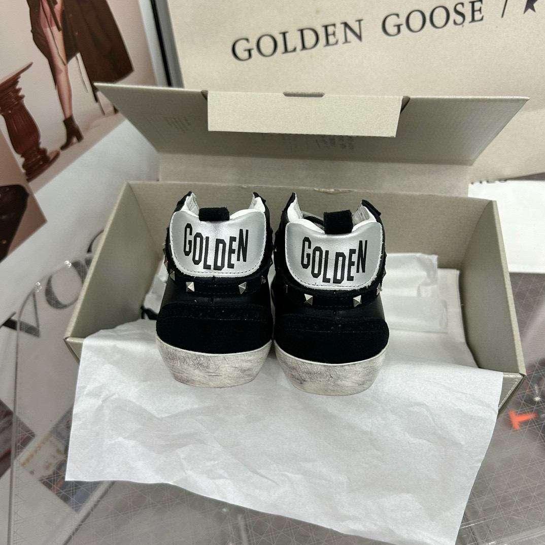 2024 Women GGDB Black White Suede Leather High Top Sneakers MJ00300