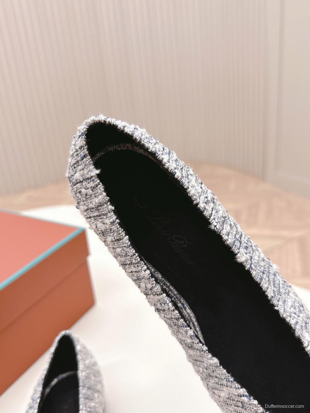 2025 Women Le Parmentier Grey Blue Knitted Leather Loafers