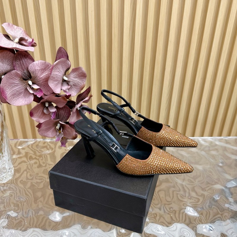2024 Women Yves Saint Laurent Brown Leather High Heels
