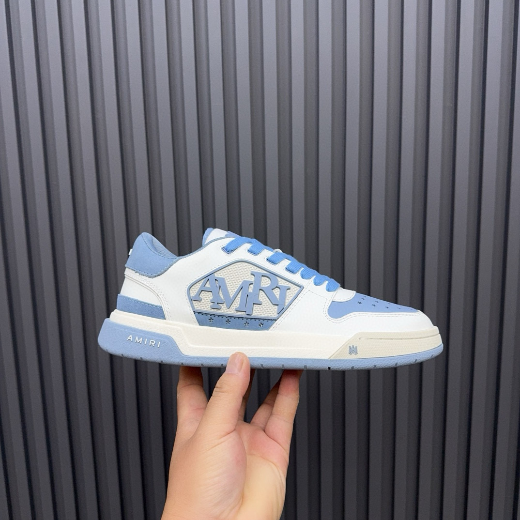 2024 Unisex Amiri Blue White Leather Sneakers MJ00360