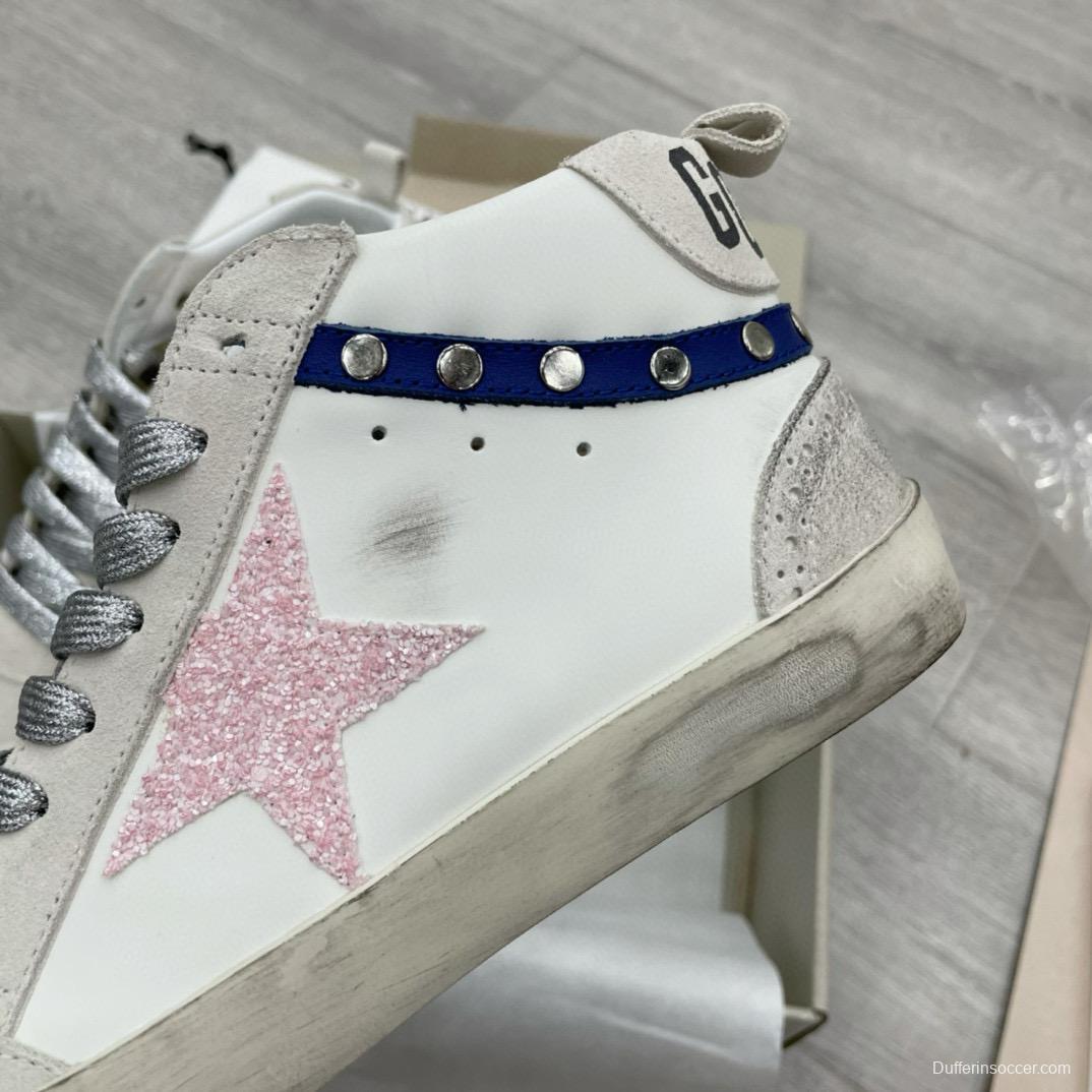 2024 Unisex GGDB White Pink Blue Leather Suede High Top Sneakers MJ00300