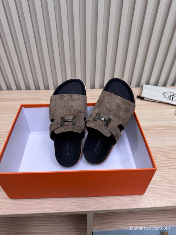 2025 Slippers Hermès Brown Suede Slippers