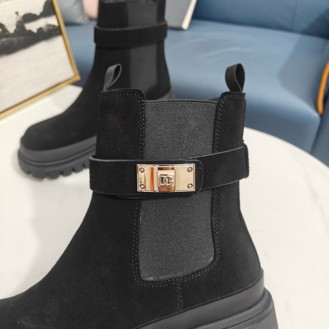 2024 Women Dolce & Gabbana Black Suede Boots MJ00390