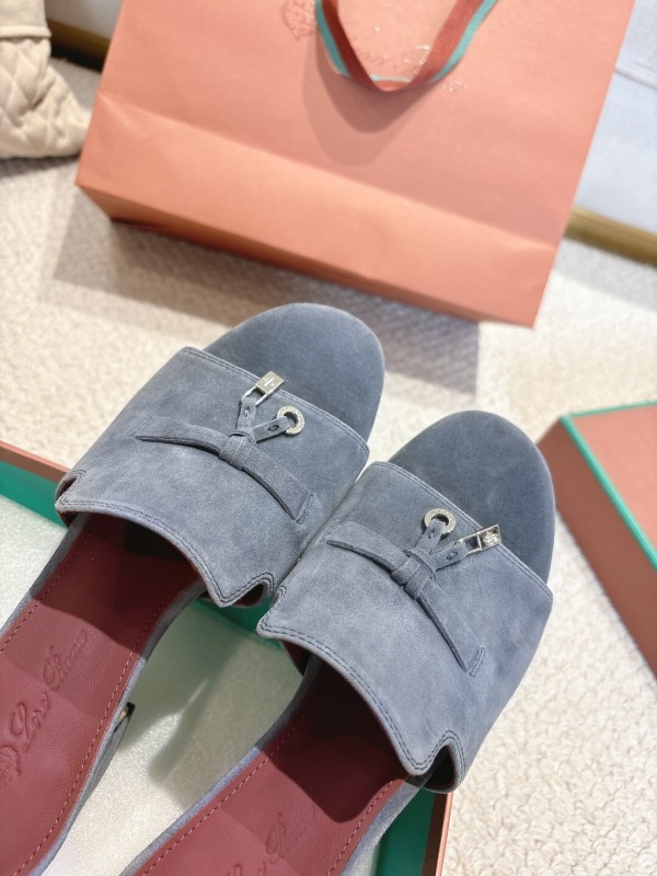 2025 Women LP Blue Suede Sandals