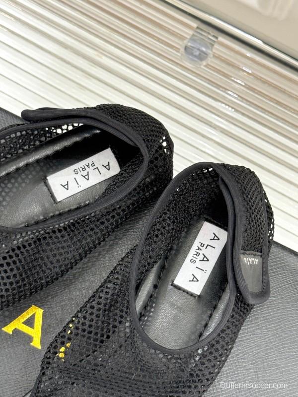 2025 Women YSL Black Mesh Sandals