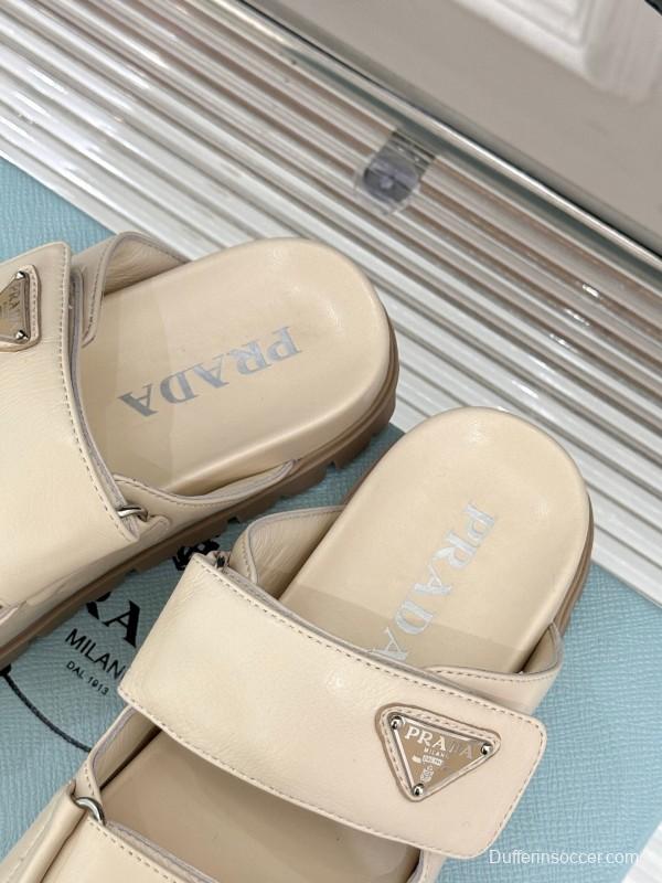 2025 Slippers Prada Beige Lambskin Slippers