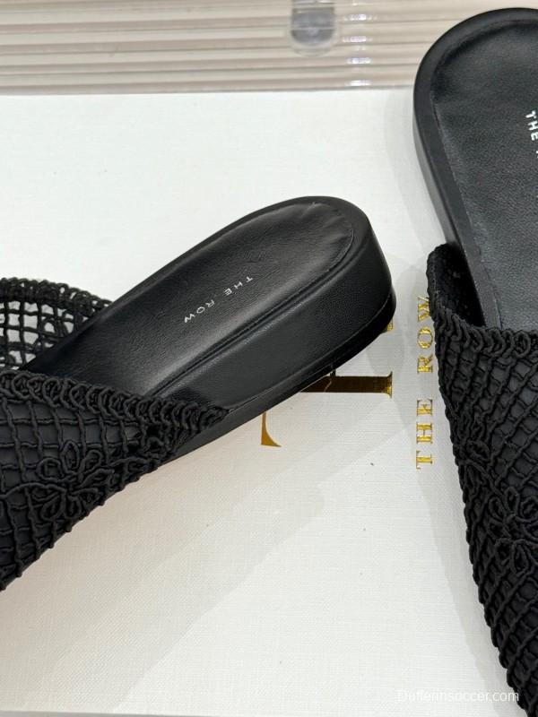 2025 Slippers Unisex The Row Black Mesh LY00360