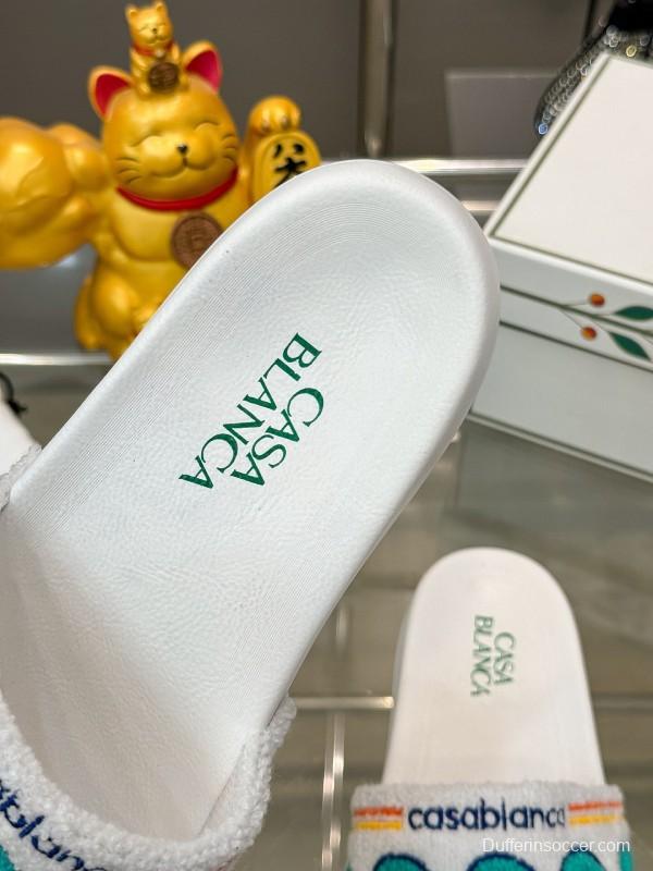 2025 Men CASA BLANCA Blue White Embroidered Slippers KFY00160