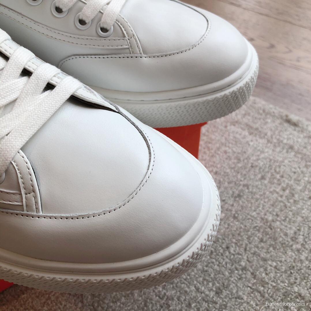 2025 Unisex Hermès White Black Leather Sneakers AS00380