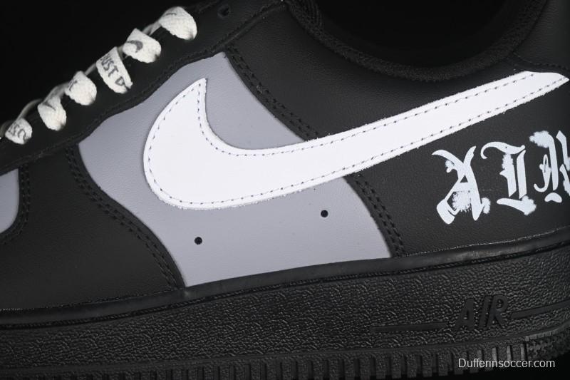 Nike Air Force 1 '07 Low Black Silver Court Low-Top Casual Sneakers - ZH0316-085