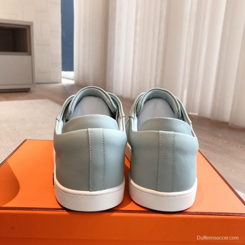 2025 Men Hermes Gray Leather Sneakers Casual AS00380