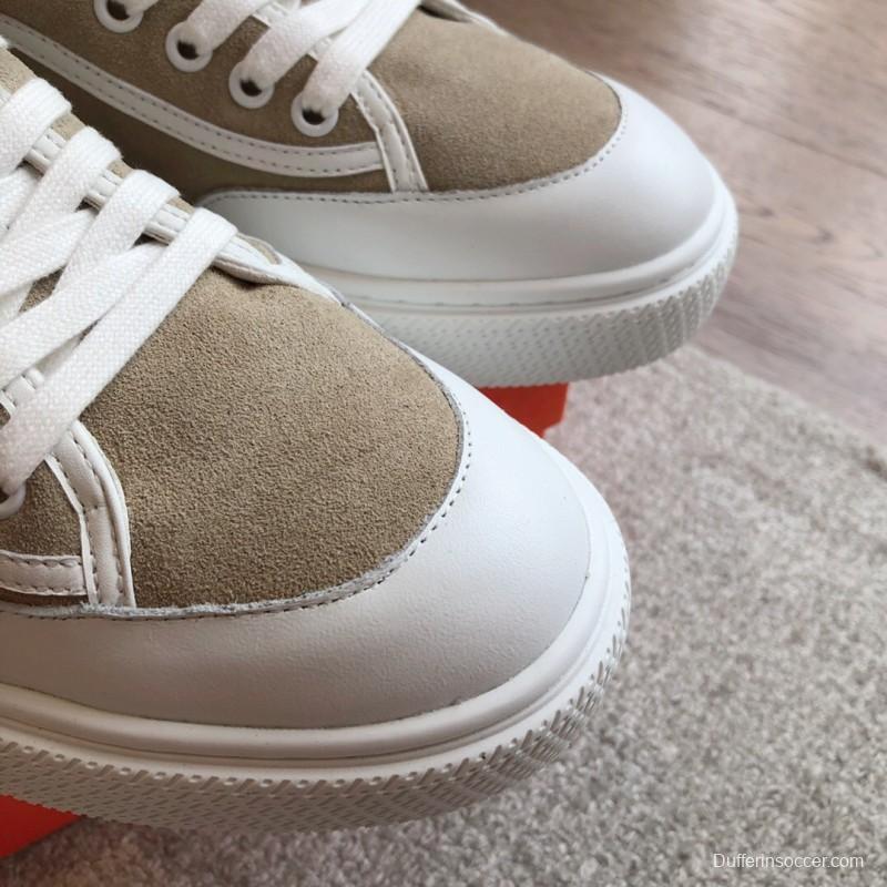 2025 Unisex Hermès Beige White Canvas Leather Sneakers AS00380