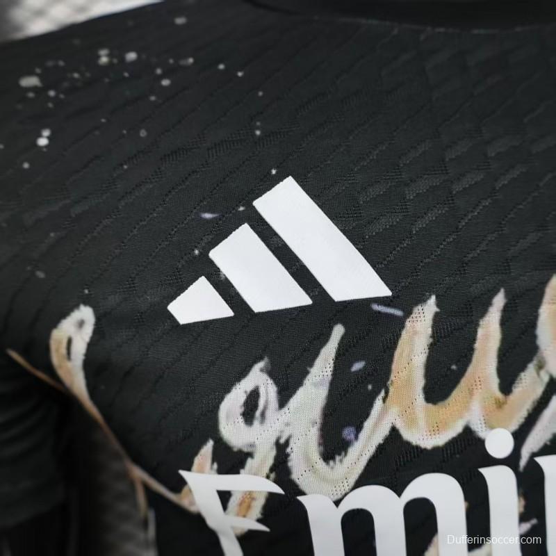 Player Version 25/26 Real Madrid Black with Colorful Abstract Art Pattern Jersey