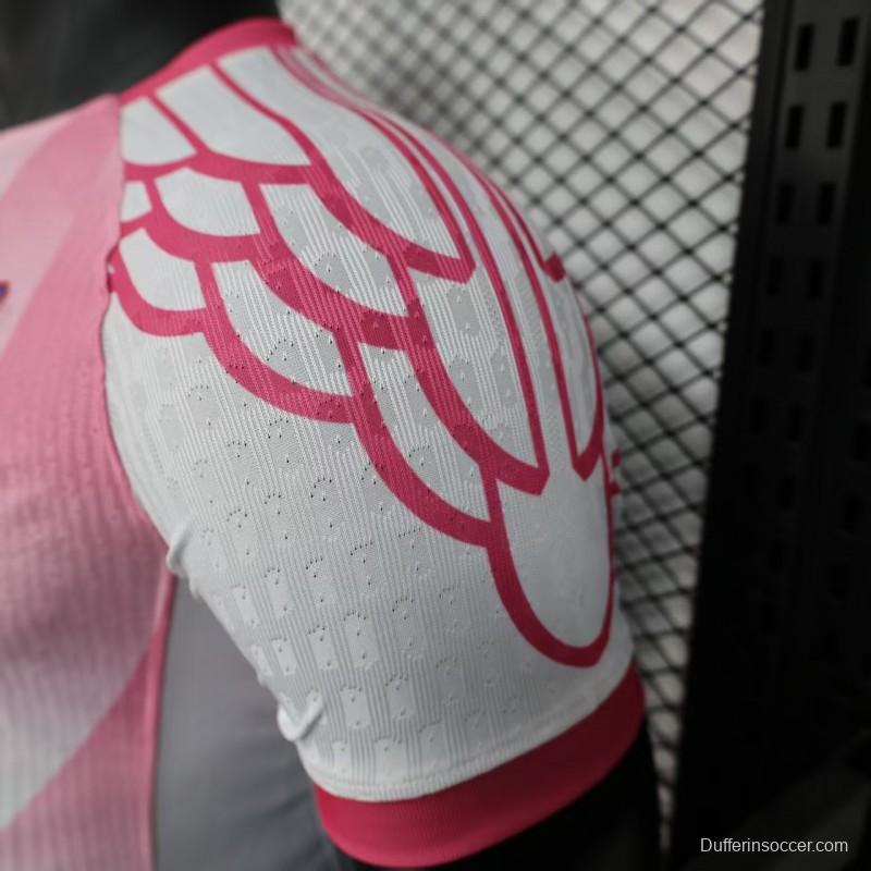 Player Version 25/26 FC Barcelona Pink White with Diagonal Stripe Pattern Jersey