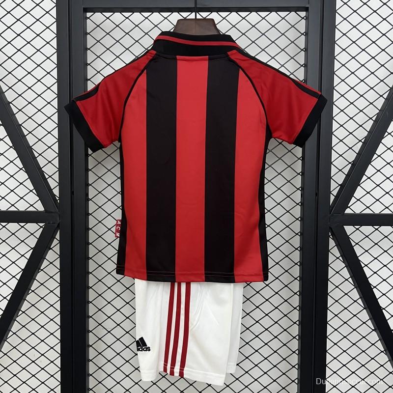 Retro 98/99 Kids AC Milan Home Size 16-28 Jersey