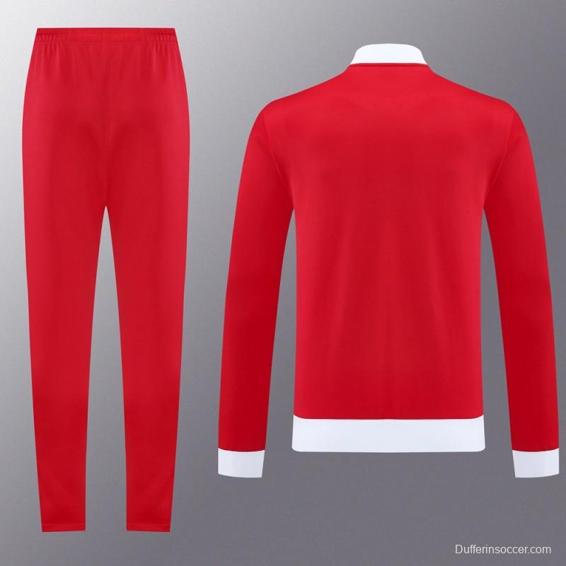 2025 Adidas Original Red Full Hoodie Zipper Jacket +Long Pants