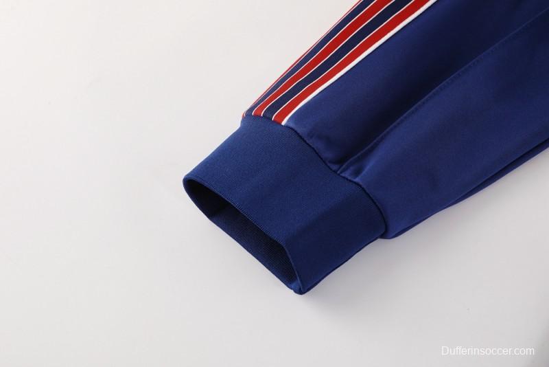 25/26 Arsenal Blue with Red & White Stripes Full Zipper Jacket +Long Pants