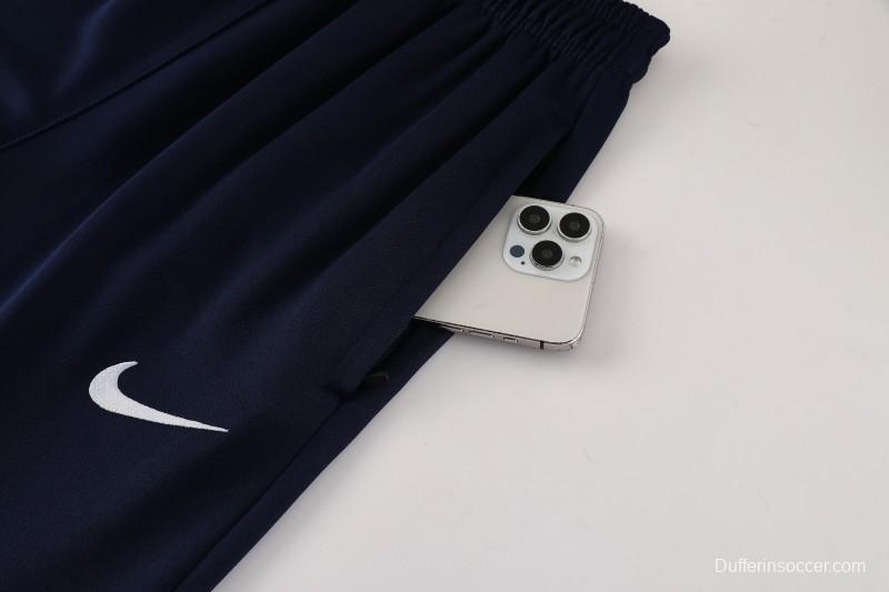 2025 Nike White/Navy Full Hoodie Zipper Jacket +Long Pants