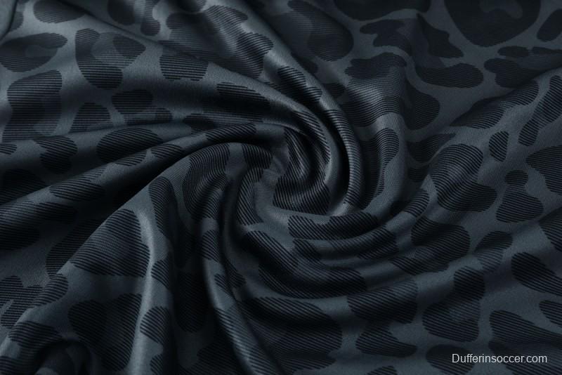 2025 Adidas Dark Grey & Black with Leopard Print Pattern and Orange Accents Half Zipper Jacket +Long Pants