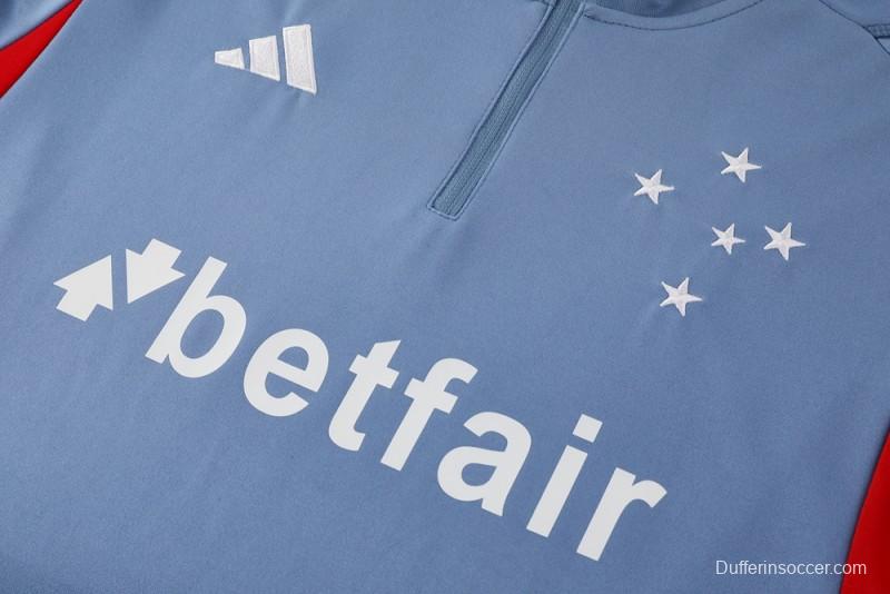 25/26 Cruzeiro Bluish Gray Navy Half Zipper Jacket+Long Pants