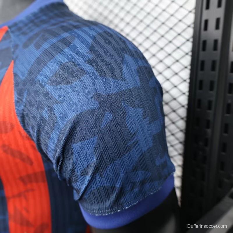 Player Version 25/26 Barcelona Home Blue Red Stripes Jersey with Spotify Sponsor