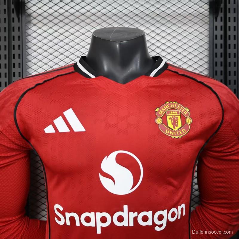 Player Version 25/26 Manchester United Long Sleeve Home Jersey