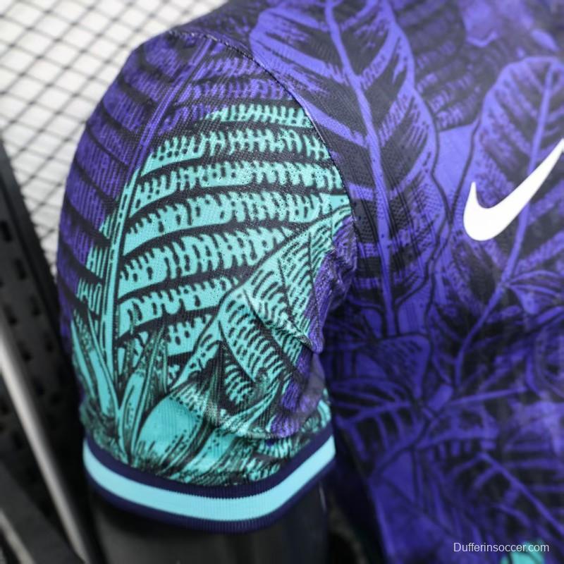Player Version 2025 Brazil Purple with Tropical Leaf Pattern Jersey