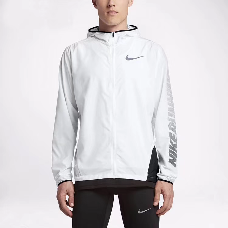 2025 Nike White/Black Full Zipper Hoodie Windbreaker