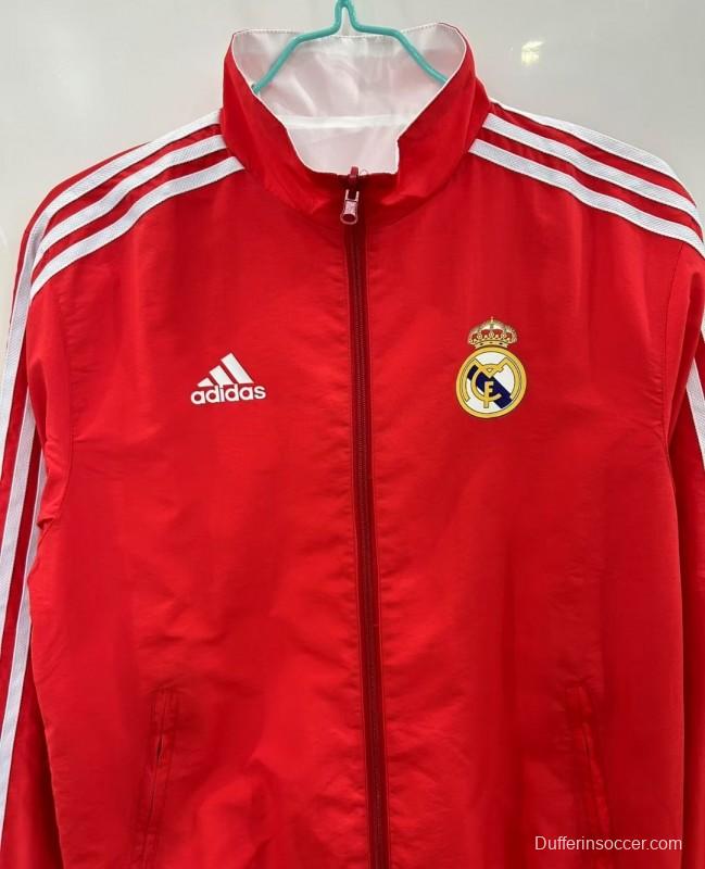 25/26 Real Madrid Red/White Reversible Windbreaker