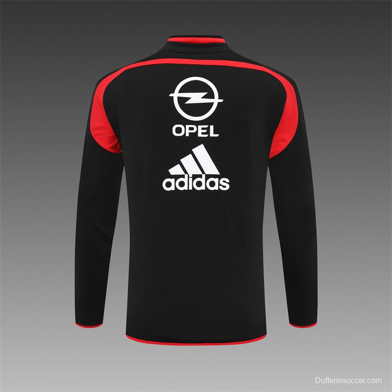 Retro 04/05 AC Milan Black Half Zipper Jacket+Long Pants