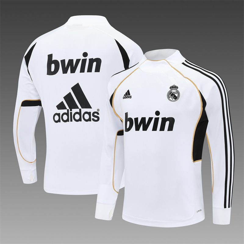 Retro 11/12 Real Madrid White Half Zipper Jacket