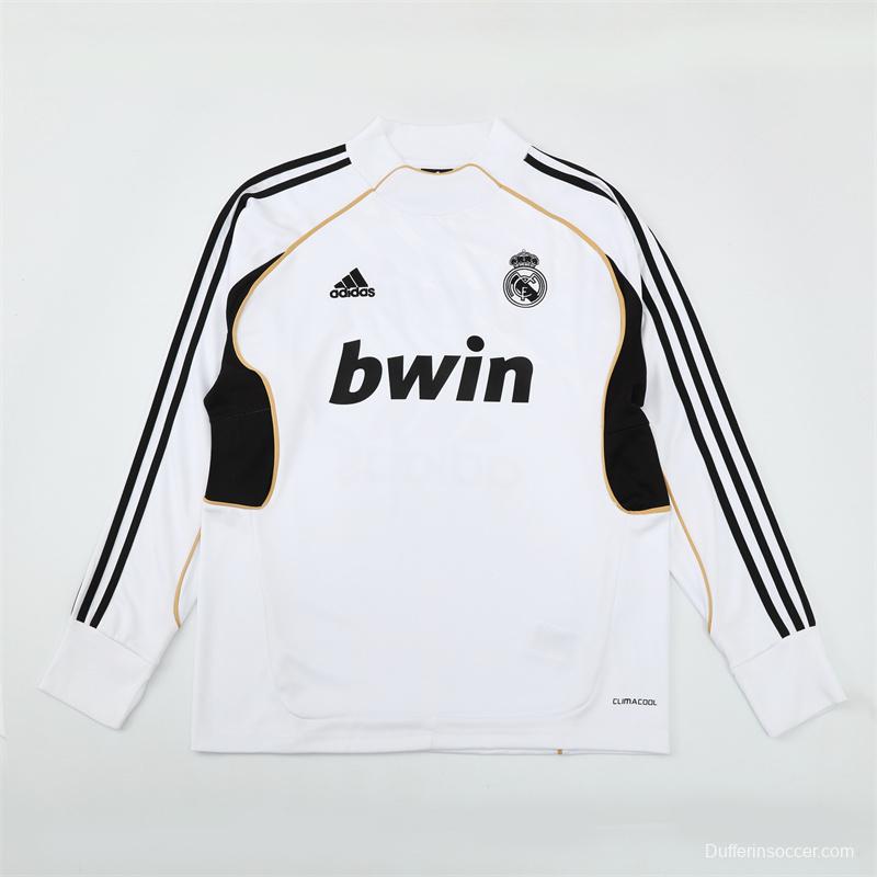 Retro 11/12 Real Madrid White Half Zipper Jacket
