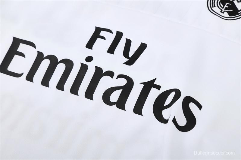 Retro 15/16 Real Madrid White Half Zipper Jacket+Long Pants