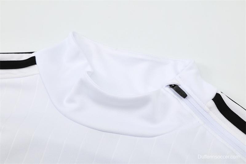 Retro 15/16 Real Madrid White Half Zipper Jacket+Long Pants