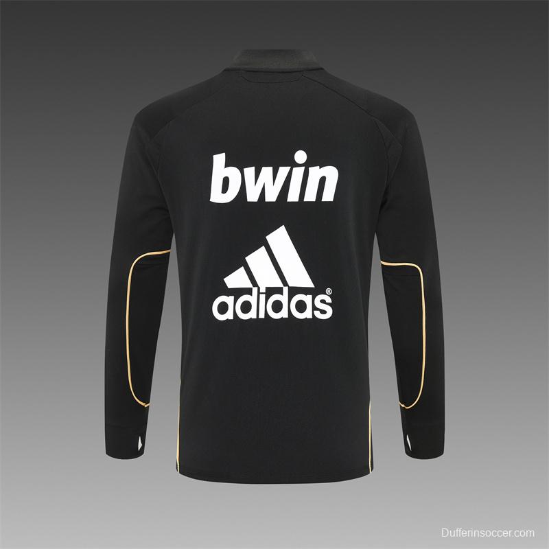 Retro 11/12 Real Madrid Black Half Zipper Jacket+Long Pants