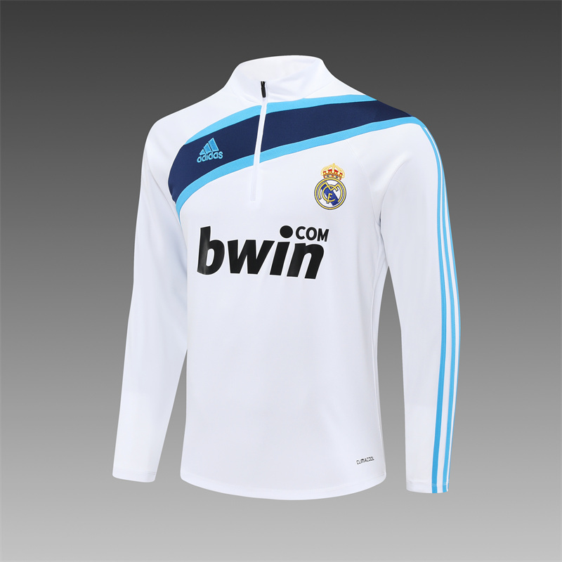 Retro 09/10 Real Madrid White Half Zipper Jacket