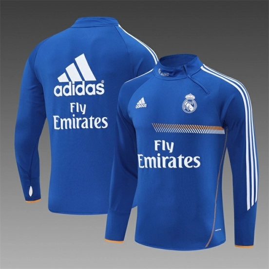 Retro 13/14 Real Madrid Color Blue Half Zipper Jacket+Long Pants