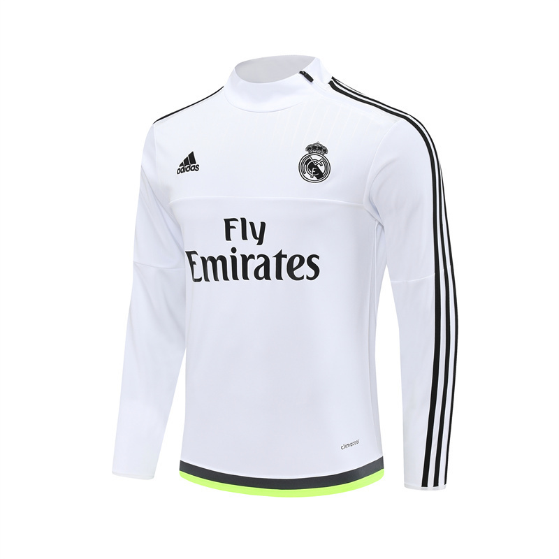 Retro 15/16 Real Madrid White Half Zipper Jacket