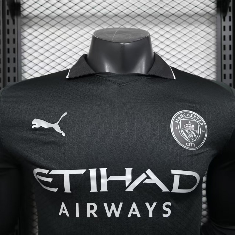 Player Version 25/26 Manchester City Away Long Sleeve Black Jersey